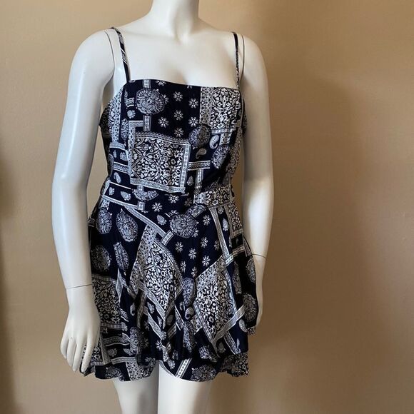 NWT Fashion Nova Paisley Desires Romper - Navy - Picture 6 of 15